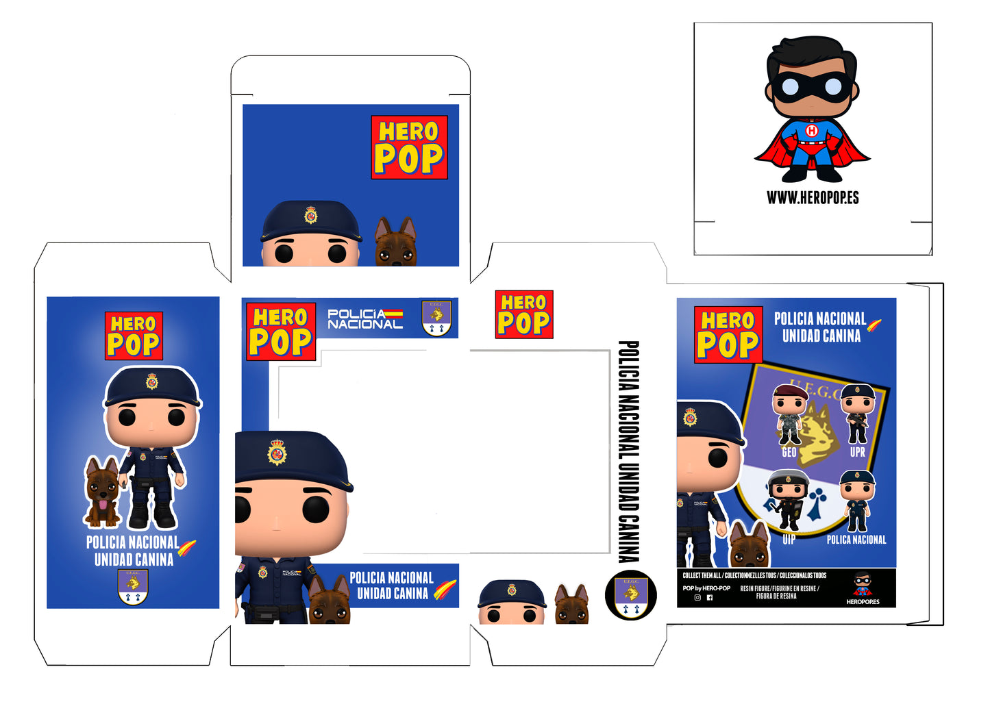 Hero Pop Policía Nacional Unidad Canina Hombre con Malinois