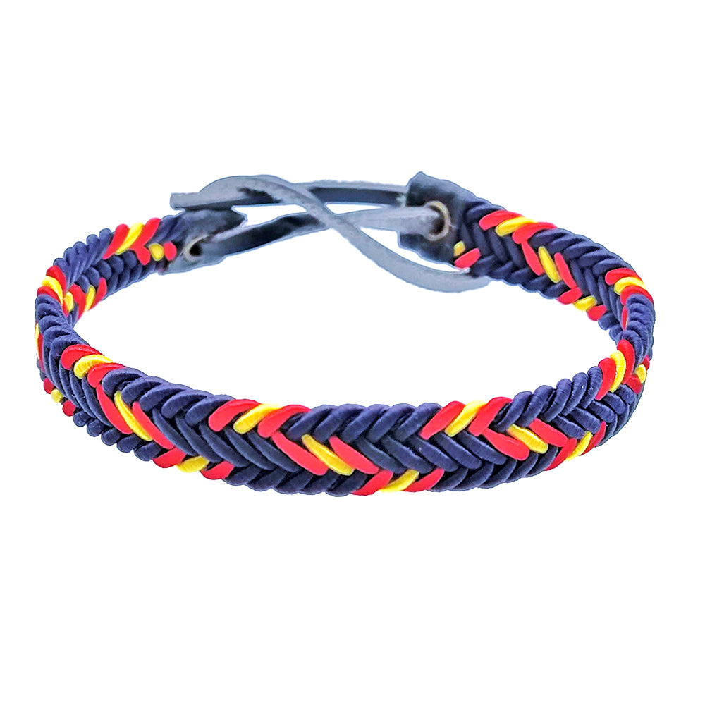 Pulsera de Hilo Trenzado Azul Ancha